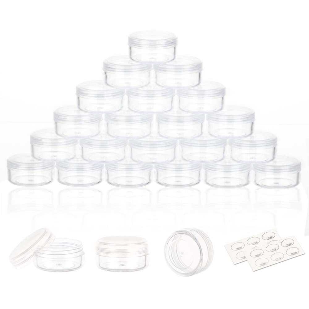 ZEJIA 3 Gram Sample Containers with Lids, 25 Count Tiny Sample Jars, 3ML Makeup Cosmetic Containers for Lip Balms, Lotion, Powder, Beauty Products(Clear Lids) ZEJIA 3 Gram Sample Containers with Lids, 25 Count Tiny Sample Jars, 3ML Makeup Cosmetic Containers for Lip Balms, Lotion, Powder, Beauty Products(Clear Lids)
