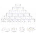 ZEJIA 3 Gram Sample Containers with Lids, 25 Count Tiny Sample Jars, 3ML Makeup Cosmetic Containers for Lip Balms, Lotion, Powder, Beauty Products(Clear Lids)