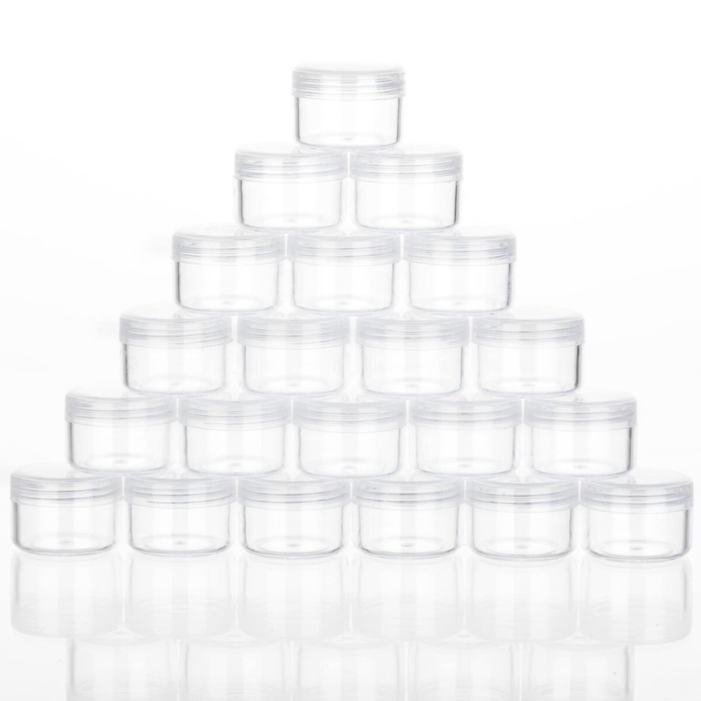 ZEJIA 5 Gram Sample Containers with Lids, Mini Makeup Containers, Empty Plastic Travel Cosmetic Containers with Labels(25 Count, Clear Lid) ZEJIA 5 Gram Sample Containers with Lids, Mini Makeup Containers, Empty Plastic Travel Cosmetic Containers with Labels(25 Count, Clear Lid)