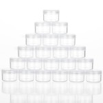 ZEJIA 5 Gram Sample Containers with Lids, Mini Makeup Containers, Empty Plastic Travel Cosmetic Containers with Labels(25 Count, Clear Lid)