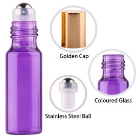 MaxMau 24 Pack Essential Oils Roller Bottles,5ml Colourful Roll On Bottles Steel Roller Balls Metal Cap for Aromatherapy Perfume