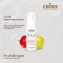 Chobs Apple Bubble Cleanser - Health Cleansing Made with Organic Vegan Ingredients for Gentle Cleansing of Sensitive, Dry, Oily, 100% Natural Ingredients, Vegan, Halal, 5.07 Fl Oz