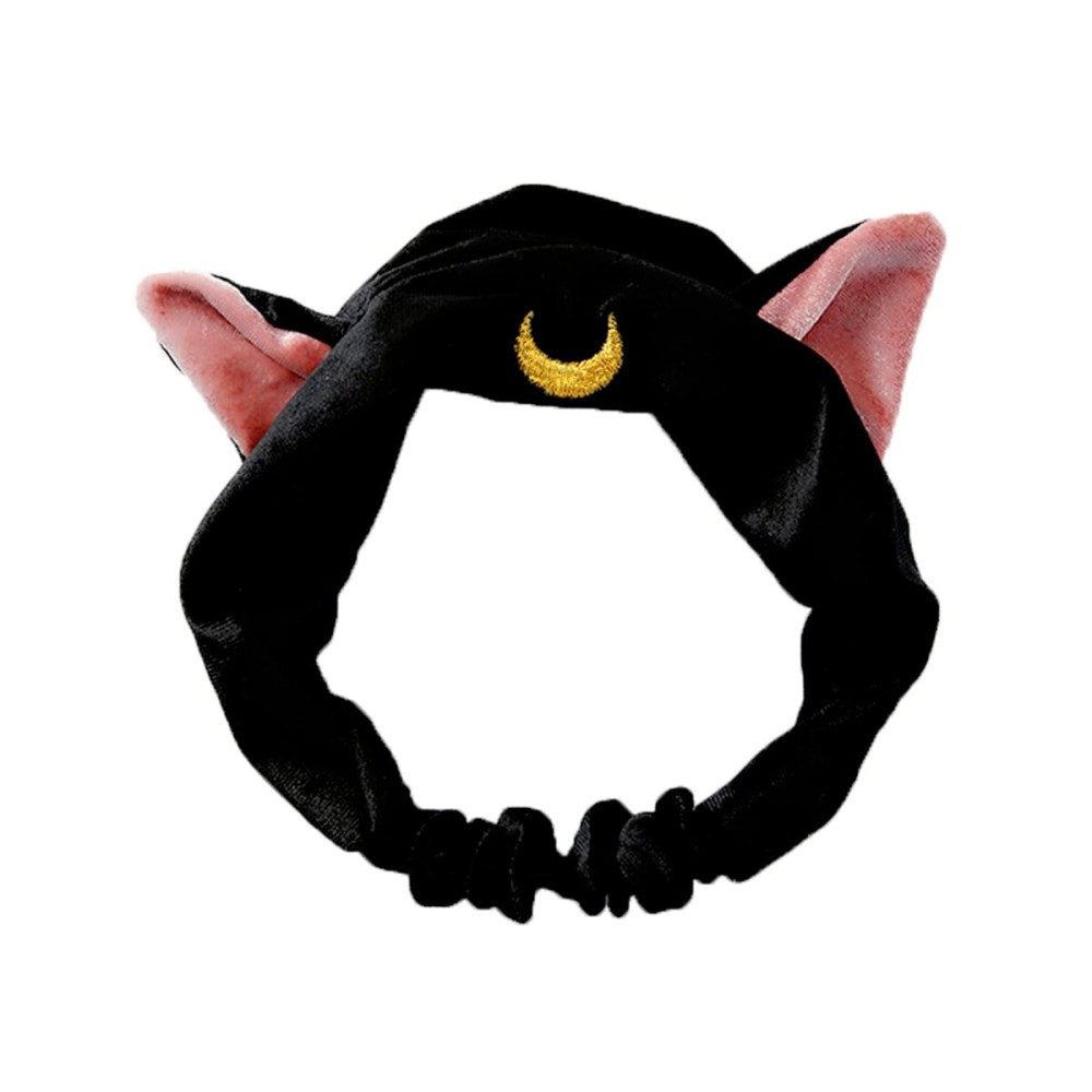 Ziper Cute Cat Usagi Moon Cosmetic Hairband shower headband (Black) Ziper Cute Cat Usagi Moon Cosmetic Hairband shower headband (Black)