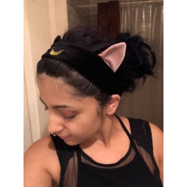 Ziper Cute Cat Usagi Moon Cosmetic Hairband shower headband (Black) Ziper Cute Cat Usagi Moon Cosmetic Hairband shower headband (Black)