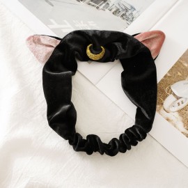 Ziper Cute Cat Usagi Moon Cosmetic Hairband shower headband (Black) Ziper Cute Cat Usagi Moon Cosmetic Hairband shower headband (Black)