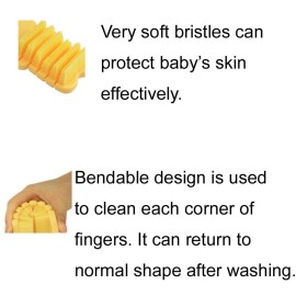 JINCH Nail Scrubber Brush Kids, Finger Nails Scrub Scrubbing Cleaning Washing Brushes with Soft Bristle for Baby and Children, Animal Style and 2 Colors Choice (Yellow)