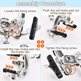 iFlyMars 2 Pairs Premium Brake Pads, Bicycle Wheels V Brake Shoes for Carbon Wheel Use