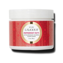 LaLicious Sugar Peppermint Extraordinary Whipped Sugar Scrub - Cane Sugar Body & Foot Scrub, Exfoliating & Moisturizing Skin Care with Coconut Oil & Honey, No Parabens (2oz)