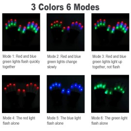 Luwint LED Colorful Flashing Finger Lighting Gloves, Glow Rave Cool Toys for Adult Teens