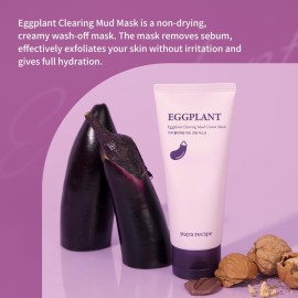 Papa Recipe Eggplant Mud Cream Mask, Hydrating Wash Off Pack, Pore Cleansing Exfoliator, Korean Skin Care for Men and Women,100ml fl oz