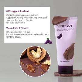Papa Recipe Eggplant Mud Cream Mask, Hydrating Wash Off Pack, Pore Cleansing Exfoliator, Korean Skin Care for Men and Women,100ml fl oz