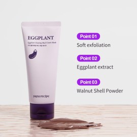 Papa Recipe Eggplant Mud Cream Mask, Hydrating Wash Off Pack, Pore Cleansing Exfoliator, Korean Skin Care for Men and Women,100ml fl oz