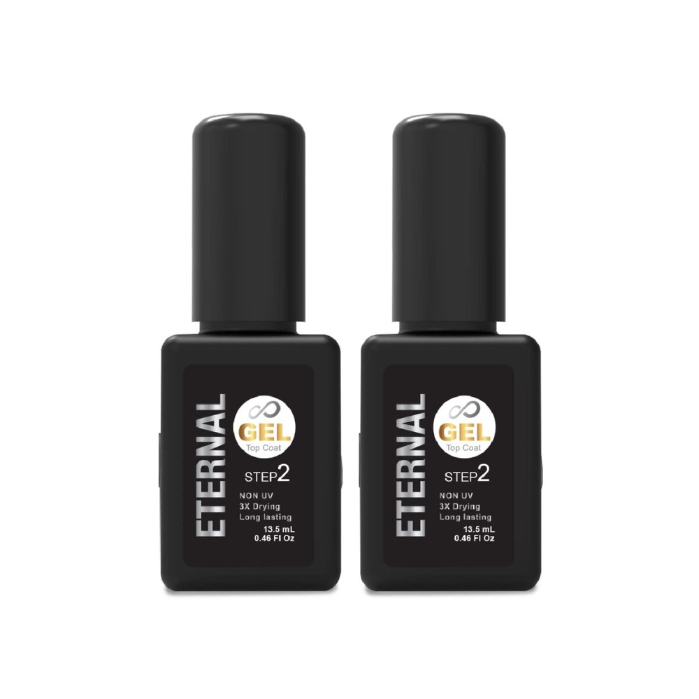 Eternal Top Coat Gel Nail Polish - 13.5 mL Hybrid Ultra Fast Drying & Long Lasting Gel Finish Top Coat with No UV Lamp Needed - Nail Color Protection and Gel-Like Finish Fingernail for Women - 2 Pack