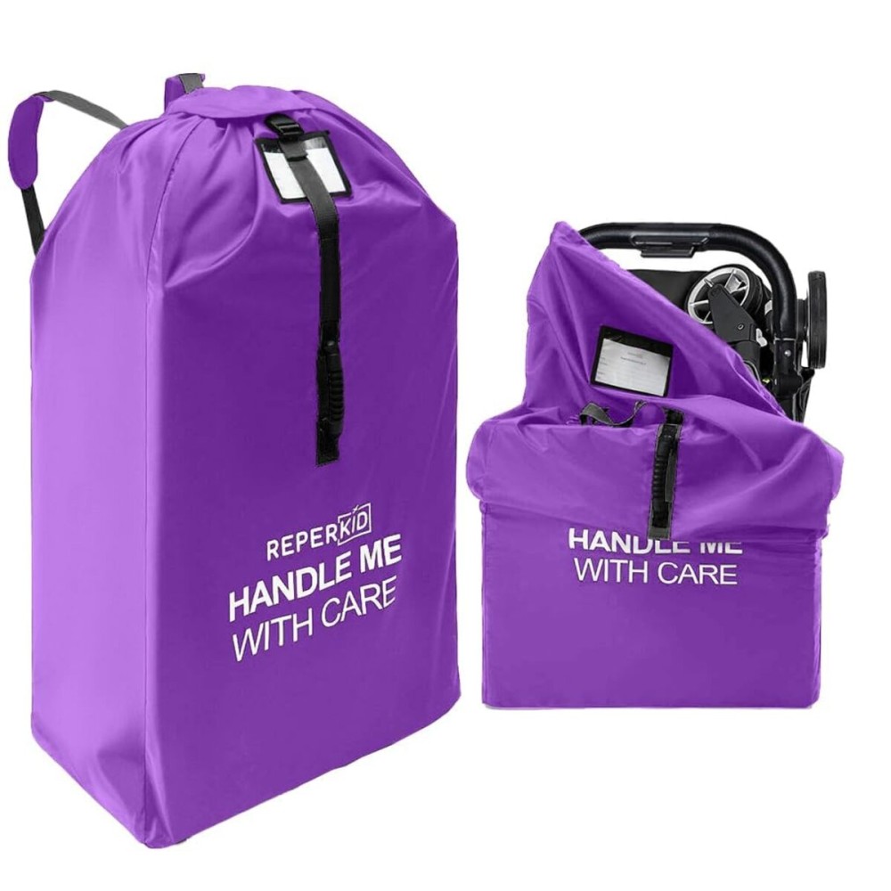 reperkid Large Stroller Bag for Airplane Travel, Purple, 47 H x 24 W x 15 D, Fits Most Large, Single, Double, Jogging Strollers - Premium Waterproof Cover, Adjustable Shoulder Straps