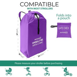 reperkid Large Stroller Bag for Airplane Travel, Purple, 47 H x 24 W x 15 D, Fits Most Large, Single, Double, Jogging Strollers - Premium Waterproof Cover, Adjustable Shoulder Straps