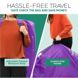 reperkid Large Stroller Bag for Airplane Travel, Purple, 47 H x 24 W x 15 D, Fits Most Large, Single, Double, Jogging Strollers - Premium Waterproof Cover, Adjustable Shoulder Straps
