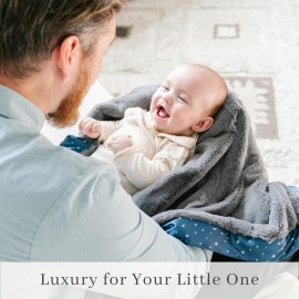 Saranoni Satin Back Receiving Blankets for Babies Super Soft Lush Luxury Baby Blanket (Gray Lush Navy Twinkle Star Satin Back, Receiving Blanket 30 x 40)