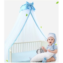CdyBox Breathable Crib Netting Bed Curtains Canopy for Kids Mosquito Net Bedroom Decor (Blue, Mosquito net)