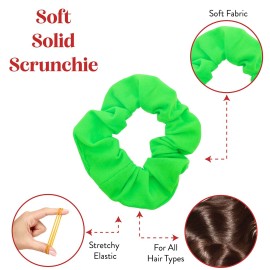 12 Pack Small Scrunchies Cotton Hair Scrunchy (Neon Green)