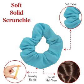 12 Pack Small Scrunchies Cotton Hair Scrunchy (Sky Blue)