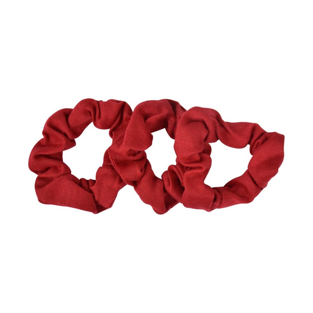 Small Scrunchies Cotton Hair Bobble - Set of 3 - Red