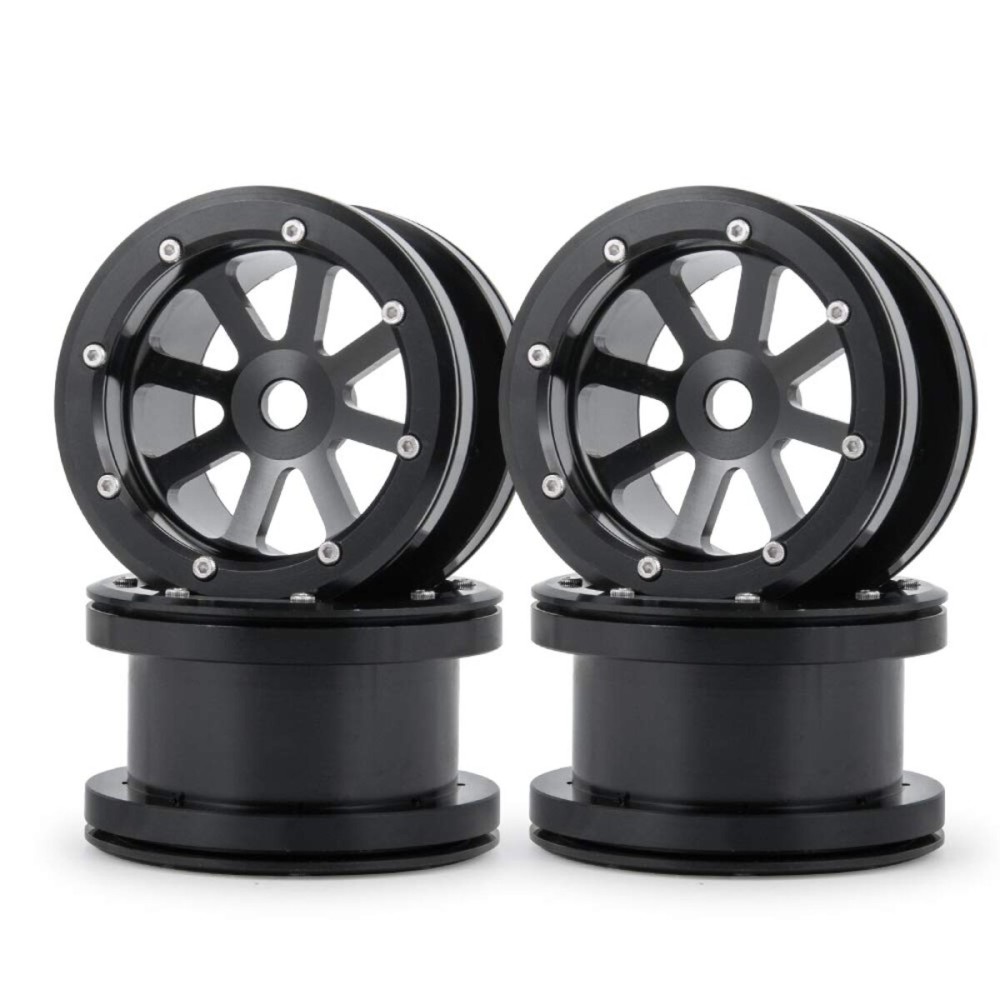 MOHERO 2.2 Alloy Beadlock 1/10 RC Wheel Rims For RC Crawler Axial Wraith Car (Black)
