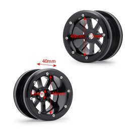 MOHERO 2.2 Alloy Beadlock 1/10 RC Wheel Rims For RC Crawler Axial Wraith Car (Black)