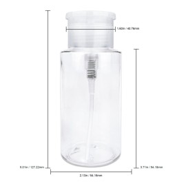 7oz Clear Push Down Pump Dispenser Empty Refillerble Bottle with Flip Top Cap - for Nail Polish, Travel, Cosmetics Packaging