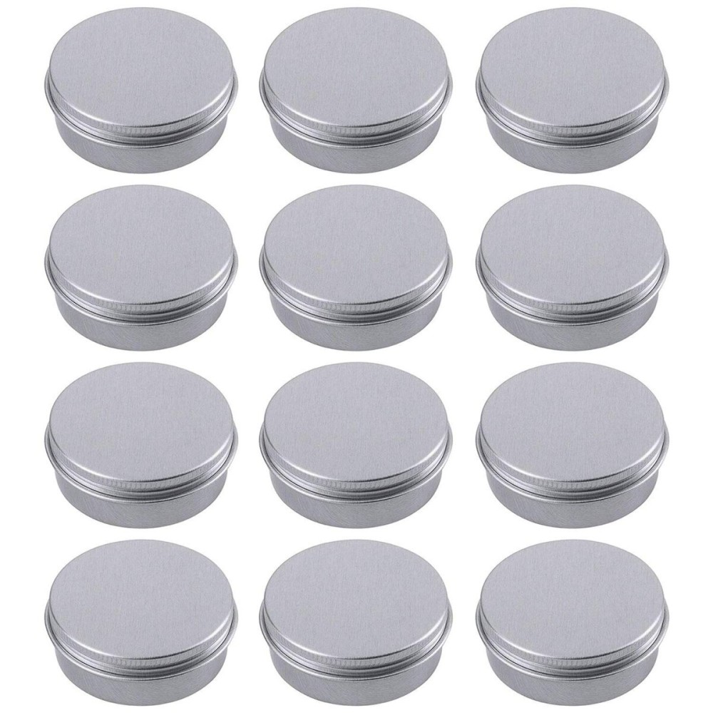 1 Ounce Aluminum Tin Jar Refillable Containers 30ml Aluminum Screw Lid Round Tin Container Bottle for Cosmetic,Lip Balm, Cream, 12 Pack.