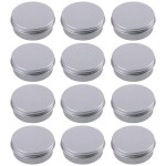 1 Ounce Aluminum Tin Jar Refillable Containers 30ml Aluminum Screw Lid Round Tin Container Bottle for Cosmetic,Lip Balm, Cream, 12 Pack.