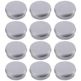 1 Ounce Aluminum Tin Jar Refillable Containers 30ml Aluminum Screw Lid Round Tin Container Bottle for Cosmetic,Lip Balm, Cream, 12 Pack.
