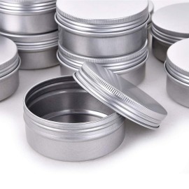 1 Ounce Aluminum Tin Jar Refillable Containers 30ml Aluminum Screw Lid Round Tin Container Bottle for Cosmetic,Lip Balm, Cream, 12 Pack.