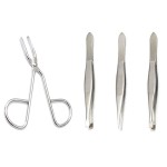 Luxxii (1 Pcs) Scissors Shaped Eyebrow Straight Tip (3 Pcs) Tweezers Clip Set - Flat, Slant, Point Tip Tweezers Hair Plucker for Hair and Eyebrows Personal Care (Silver Tone)