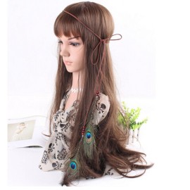 Suoirblss Girls Women Indian Peacock Feather Headband Hair Accessories Bohemian Tassels Headband Hair Hoop Hairband Handmade