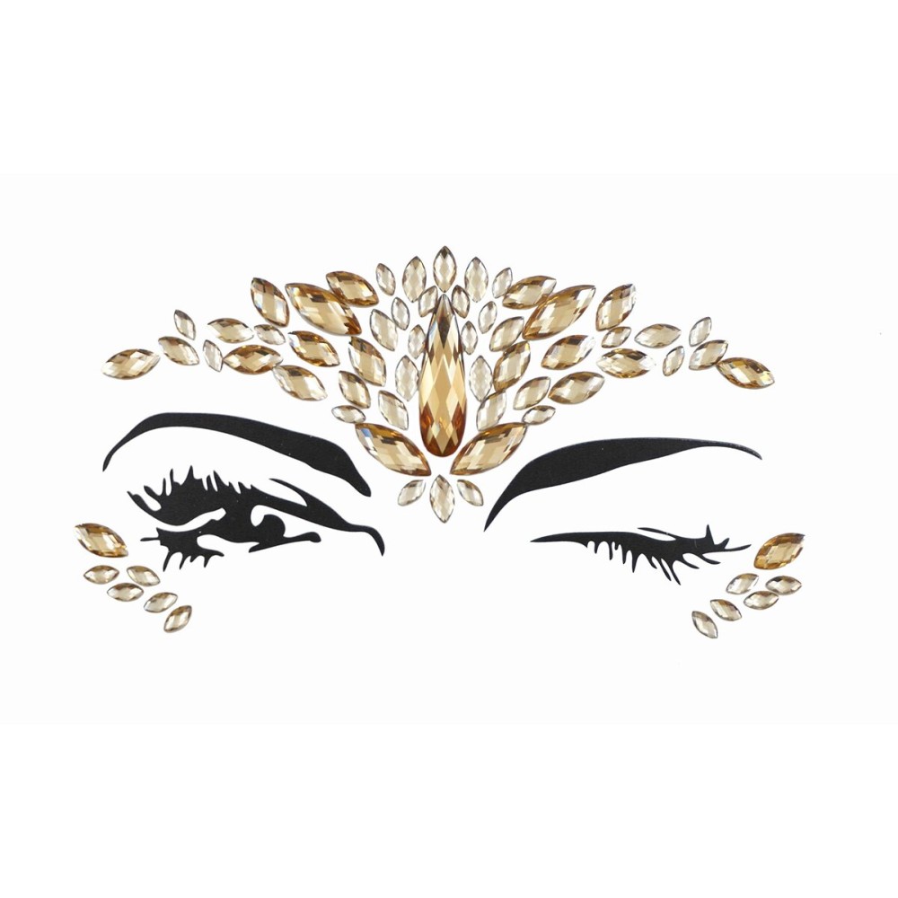 face jewels for makeup Festival Wedding Face Gems Temporary Tattoos mermaid halloween Bindi Fusion Headpiece Body Jewellery bindi face jewel(Topaz gold/SR16)