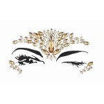 face jewels for makeup Festival Wedding Face Gems Temporary Tattoos mermaid halloween Bindi Fusion Headpiece Body Jewellery bindi face jewel(Topaz gold/SR16)