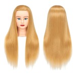 Training Head 26-28 Mannequin Head Hair Styling Manikin Cosmetology Doll Head Synthetic Fiber Hair Hairdressing Training Model Free Clamp (1711W2720)