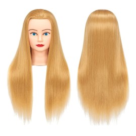 Training Head 26-28 Mannequin Head Hair Styling Manikin Cosmetology Doll Head Synthetic Fiber Hair Hairdressing Training Model Free Clamp (1711W2720)