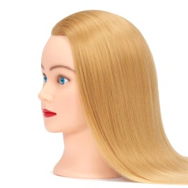 Training Head 26-28 Mannequin Head Hair Styling Manikin Cosmetology Doll Head Synthetic Fiber Hair Hairdressing Training Model Free Clamp (1711W2720)