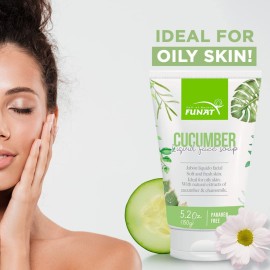 Funat Cucumber with Chamomille Face Liquid Organic Gel Facial Foam Cleanser Moisturizer Oily Skin Paraben-Free 5.2 Oz-150 g