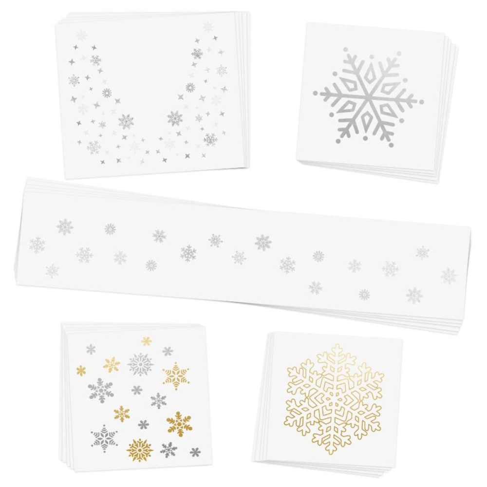 WINTER WONDERLAND VARIETY SET from FlashTattoos features 25 assorted holiday-inspired premium waterproof metallic gold & silver jewelry temporary foil party tattoos - Party Supplies