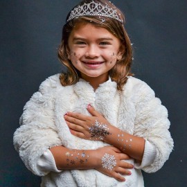 WINTER WONDERLAND VARIETY SET from FlashTattoos features 25 assorted holiday-inspired premium waterproof metallic gold & silver jewelry temporary foil party tattoos - Party Supplies