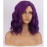 BERON Purple Wigs for Women Girls Short Curly Wavy Bob Wig Dark Purple Color Side Part Heat Resistant Synthetic Wigs for Cosplay or Daily Use with Wig Cap