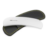 GERMANIKURE Clear Glass Moon File in Leather Case, Ethically Made in Czech Republic, Easy Guided Fingernail Filing