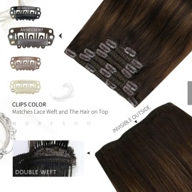 Moresoo Clip in Hair Extensions Real Human Hair Brown Balayage Clip in Extensions Human Hair Darkest Brown to Chestnut Brown Hair Extensions Clip in Human Hair Full Head 20Inch 7pcs 120g Moresoo Clip in Hair Extensions Real Human Hair Brown Balayage Clip in Extensions Human Hair Darkest Brown to Chestnut Brown Hair Extensions Clip in Human Hair Full Head 20Inch 7pcs 120g