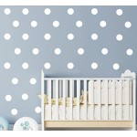 80pcs Polka Dot Wall Decals - 4.8cm Vinyl Circles for Nursery or Toddler Bedroom - Removable, Safe, Easy to Apply Stickers for Kids\' Space and Playful Room Transformation (White)