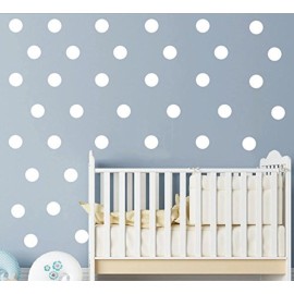 80pcs Polka Dot Wall Decals - 4.8cm Vinyl Circles for Nursery or Toddler Bedroom - Removable, Safe, Easy to Apply Stickers for Kids\' Space and Playful Room Transformation (White)