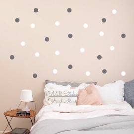 80pcs Polka Dot Wall Decals - 4.8cm Vinyl Circles for Nursery or Toddler Bedroom - Removable, Safe, Easy to Apply Stickers for Kids\' Space and Playful Room Transformation (White)