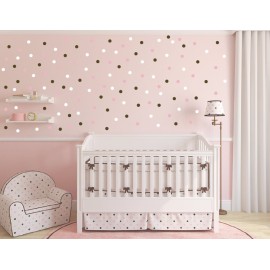 80pcs Polka Dot Wall Decals - 4.8cm Vinyl Circles for Nursery or Toddler Bedroom - Removable, Safe, Easy to Apply Stickers for Kids\' Space and Playful Room Transformation (White)