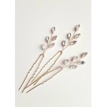 Kercisbeauty 3PCS Handmade Simple Crystal Leaf Leaves Hair Pins for Wedding Bridal Bridesmaids Flower Girls,Dancing Prom Party,Vintage Boho Hair Accessory(Silver)